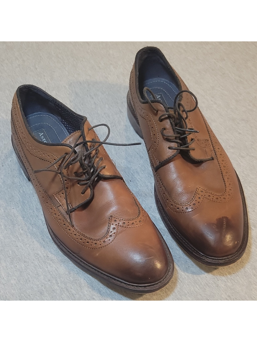 Aston Grey Lovorwen Brown Leather Wingtip Brogue Lace-Up Oxford Dress Shoes 10